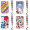 LINE FRIENDS BT21 Kpop Anime Cartoon Lanyard Key Ring with ABS Card Holder for Meal Cards Transit Cards and ID Cards