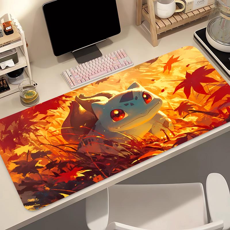 Anime Mouse Pad Pokemon Bulbasaur Large Big Computer Gamer Kawaii Gaming Accessories Mousepad Keyboard Desk Mat Carpet Table Pad