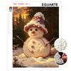 DIY Framed Pearl Bead Art Kit Snowman Christmas Pattern Sparkling Canvas Painting Creative Craft for Desk Wall Decor Holiday Home Art Gift