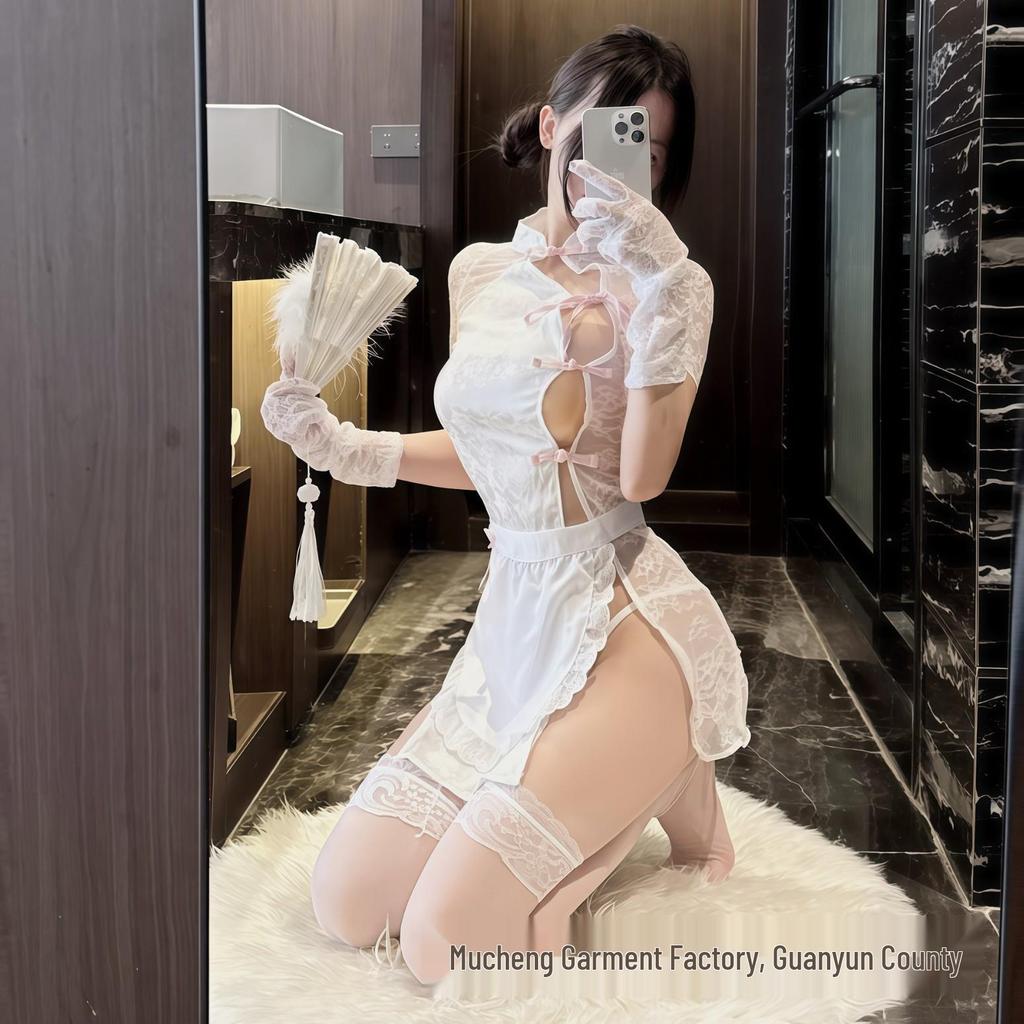 Sexy Chinese Style Sheer Maid Cheongsam Nightgown