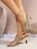 2026 Summer Rhinestone Square Toe High Heel Slides - Sequined, Plus Size, Outdoor Sandals