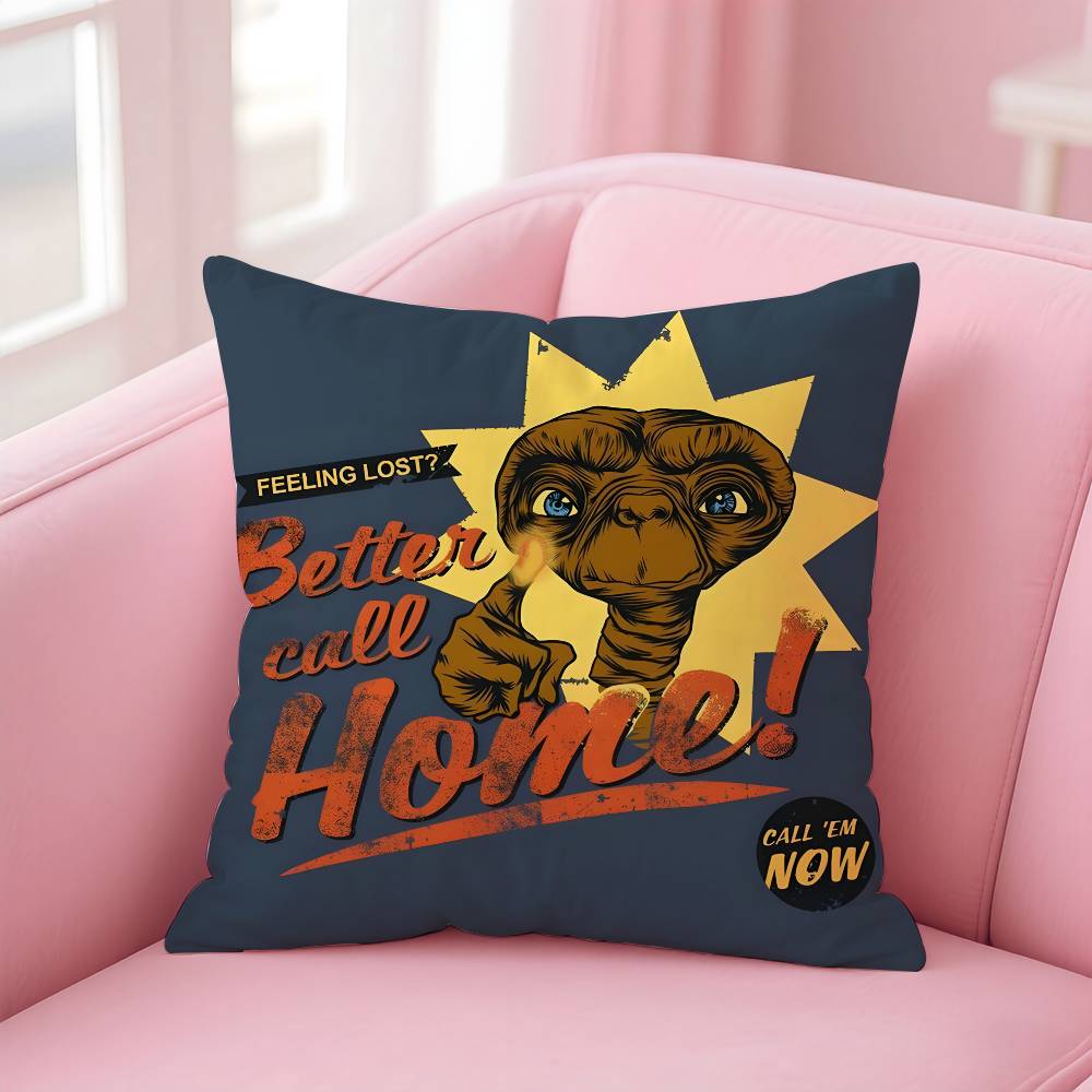 Movie E T The E-Extra T-Terrestrial Pillow Case Pattern Printing Pillowcase Living Room Sofa Cushion Cover Bedroom Room Decor