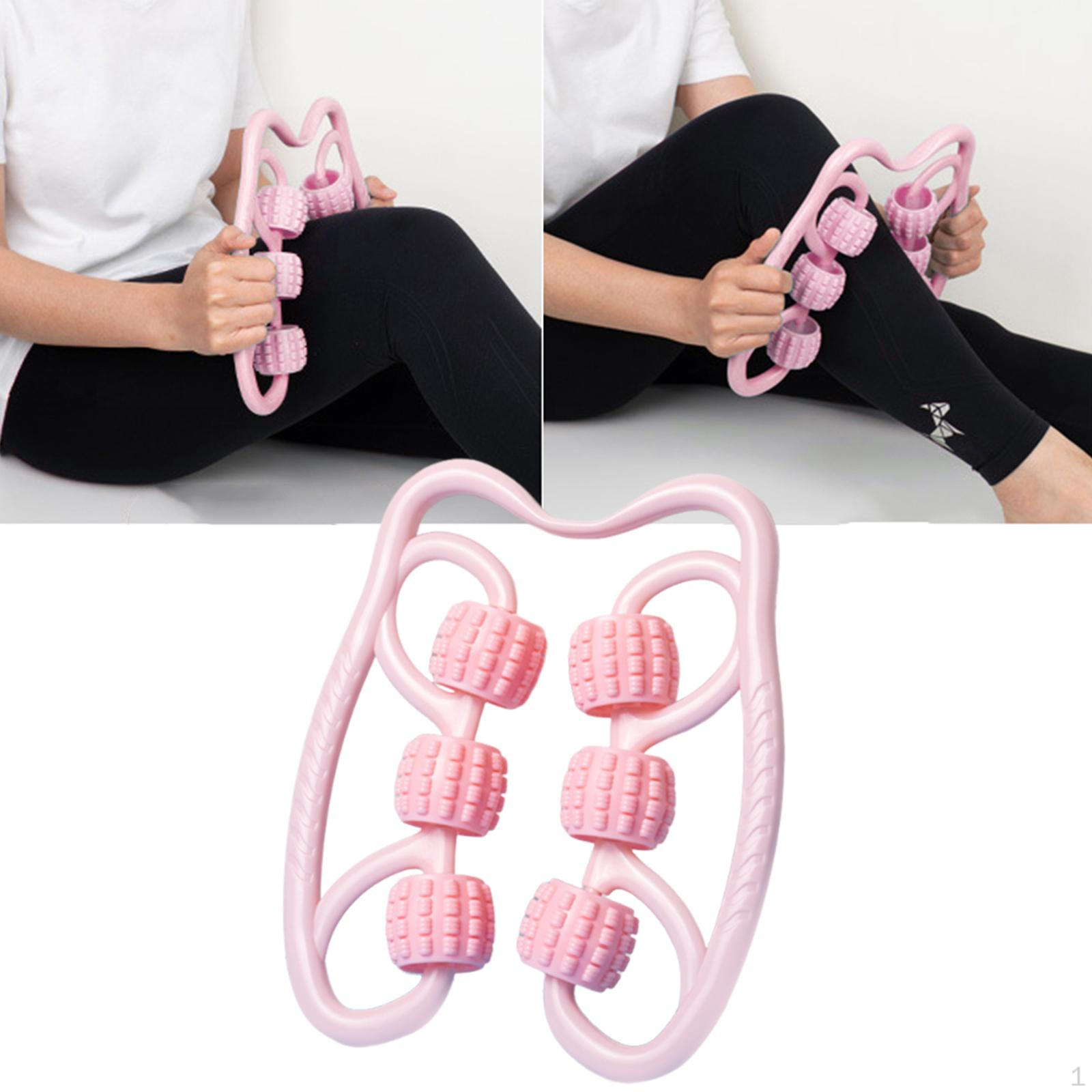 

6-колесный фасциальный массажер для икр, портативный, градусный, для ног, рук, для занятий спортом в помещении, подарок розовый