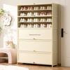 Cream Multi-Layer Off-White Shoe Cabinet - Space-Saving Hallway Storage Rack