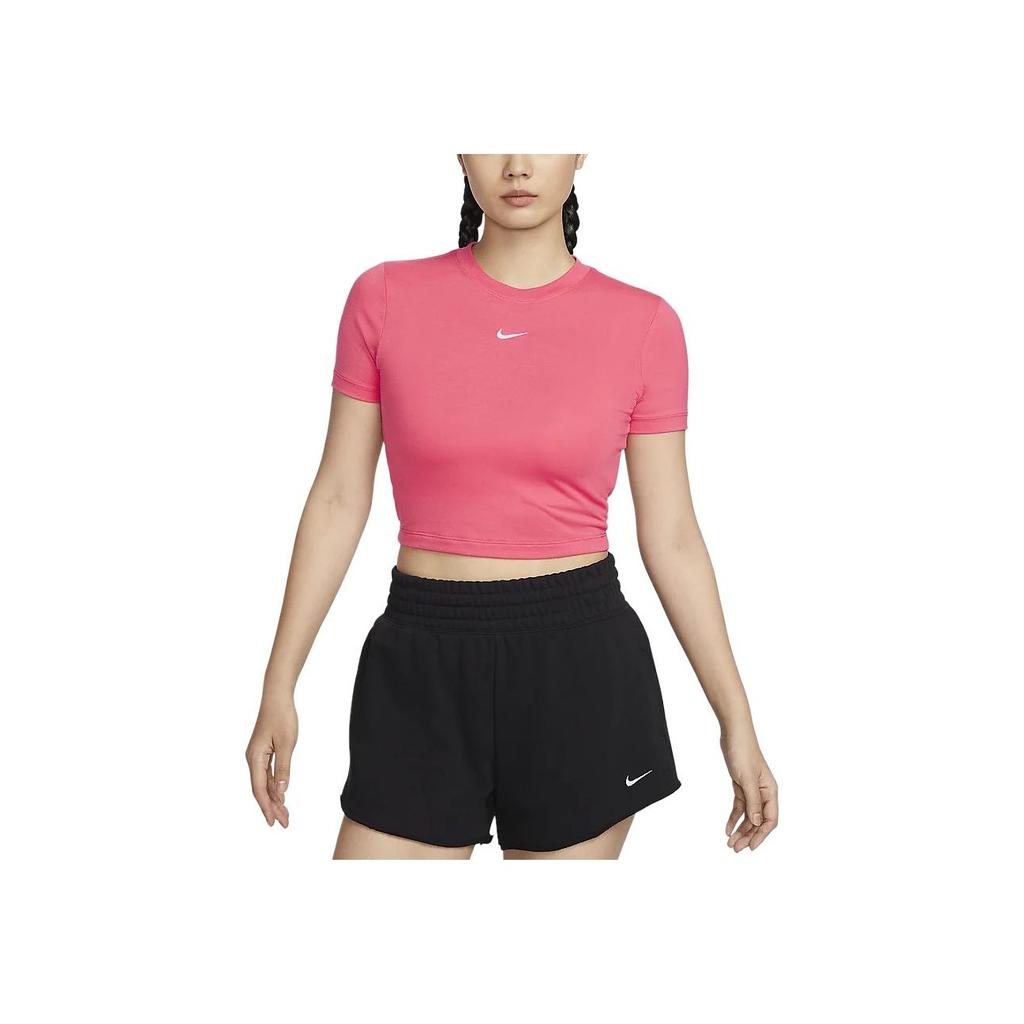 Nike Sportswear Essentials Series Logo Slim Fit Short Sleeve T-Shirt Women Tops Purple Pink FB2874-629