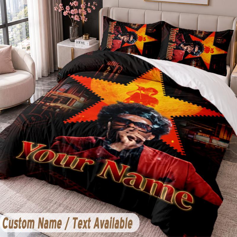 Custom Name Text 3Pcs Bedding Set The Weeknd Duvet Cover And Two Pillowcases