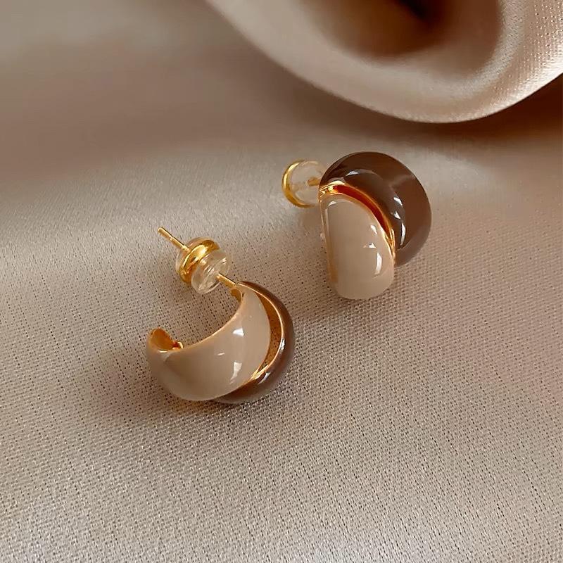 Vintage Red Glazed Flower Hoop Earrings for Women Girls 2024 New Trendy Design Petal Temperament Earrings Zircon