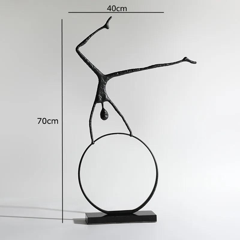 Light Luxury Black Metal Sports Figures Wrought Iron Sculpture Dance Pose Yoga Figure Living Room Decoration Home Decoration