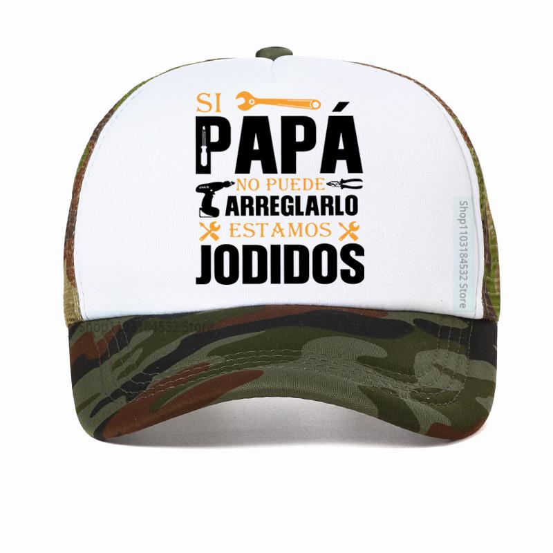 If Dad Cant Fix It Were Screwed Baseball Cap Retro Gift for Spanish Father Papa Unisex Motorcycle Casual Mesh Hat