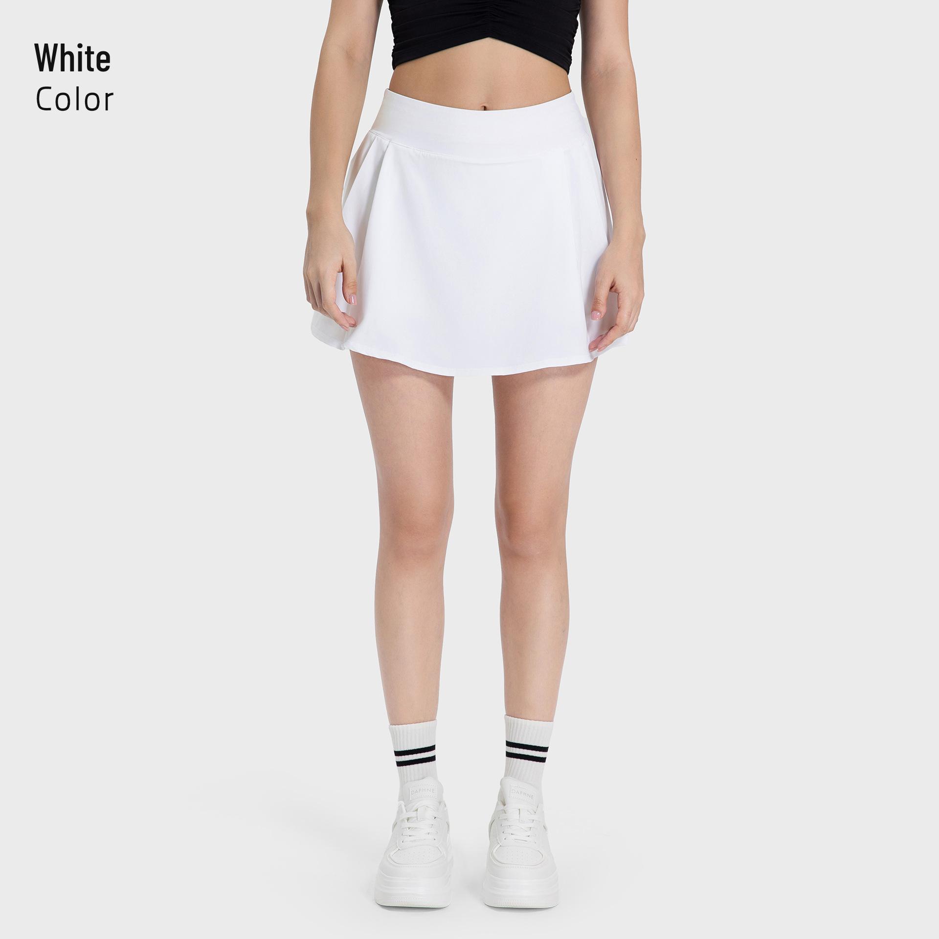 Luxtre Women s Pleated Leg-Lengthening Yoga Skort, Anti-Exposure Two-Piece Tennis Skirt DSS064 6