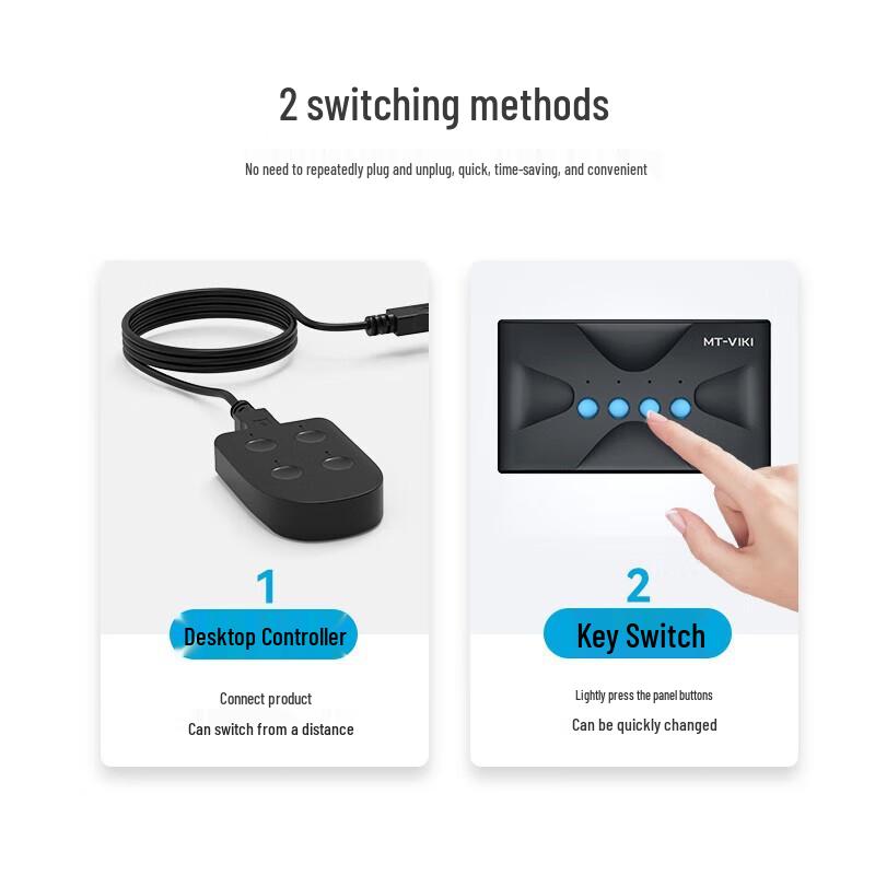 MT-Viki 4-Port HDMI KVM Switch with Desktop Controller