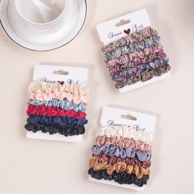6 Stk./Set Damen Elastische Haargummis Weiche Satin-Haarbänder Zopfgummi Scrunchies Kinder Haaraccessoires
