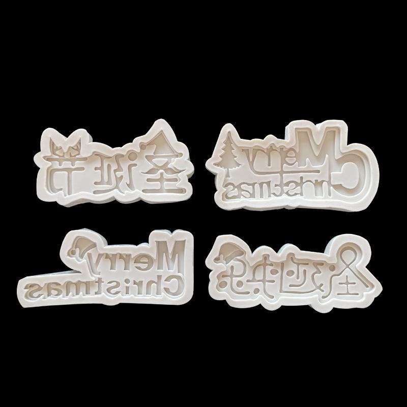 Multi-Language Merry Christmas Silicone Molds for Fondant, Cake, Chocolate & Clay