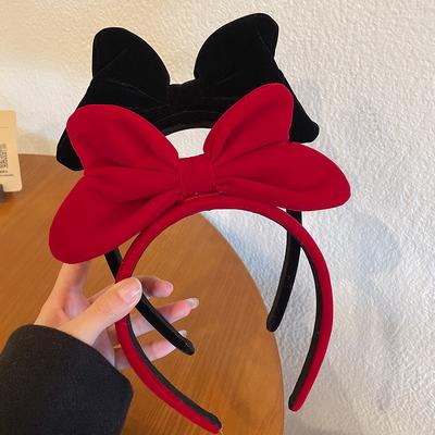 Women Large Bowknot Headband Elegant Velvet Bow Hair Band Girls Hairband Party Cute Hair Hoop Headwear Hair Accessories