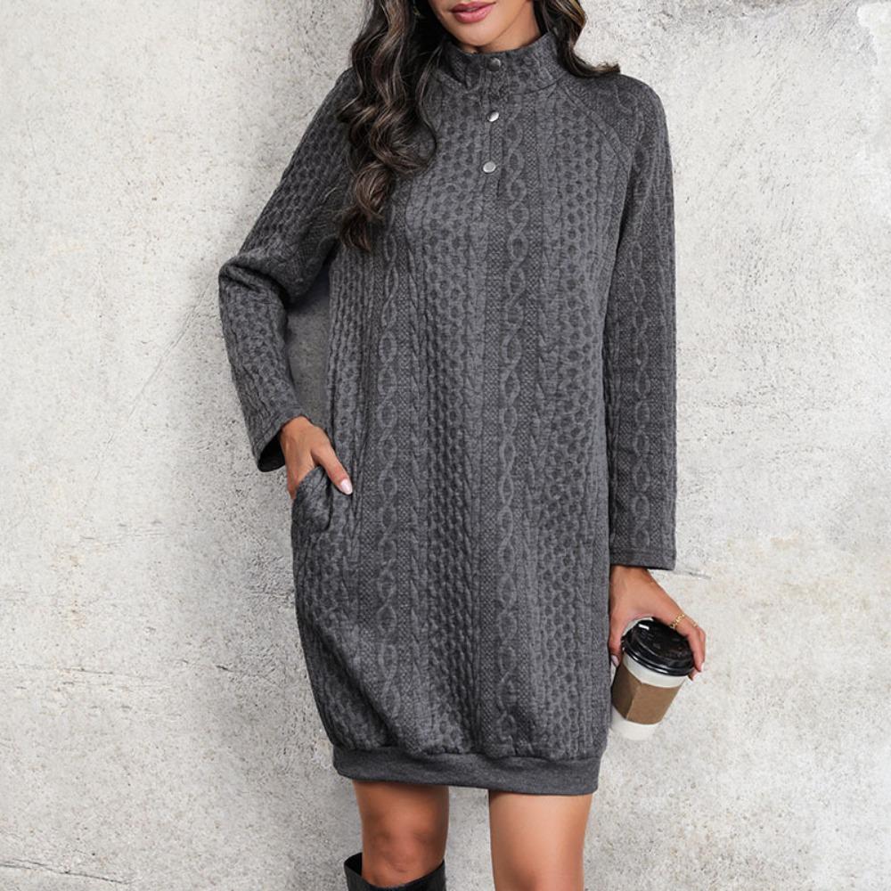 Autumn Long Sleeve Solid Color Sweatshirt Dress