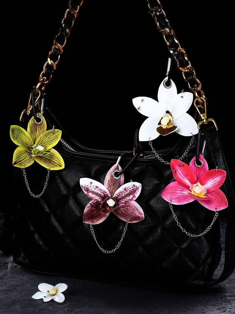Kreative Simulations-Orchideen-Blumen Schlüsselanhänger Anhänger Rucksack Dekoration Zubehör Geschenke