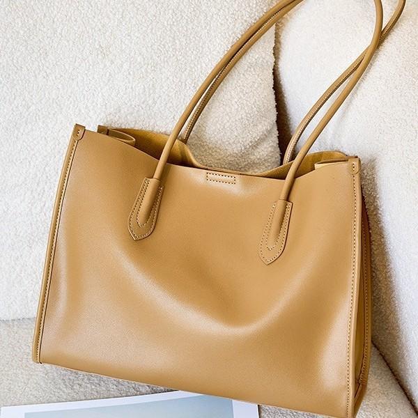 Large Capacity Genuine Leather Women's Bag Niche Soft Leather Tote Bag 2025 New Versatile Retro High-end Feel Single Shoulder Women's Large Bag
