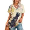 Seksowny kotek kwiatowy nadruk dekolt w serek vintage koszulka dla nastolatków koszulki unisex ubrania vintage streetwear codzienny styl moda streetwear y2k topy