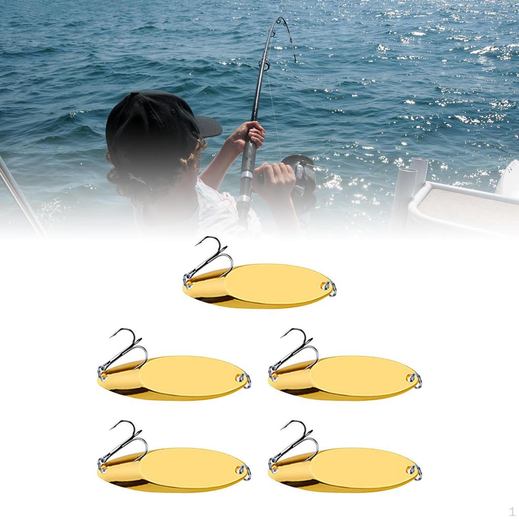 5 Pieces Fishing Spoons Lures Bass Baits Vertical with Hooks Freshwater Jigging