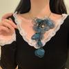 Luxury Exaggerated Flower Necklace Rhinestone Floral Tassel Necklace  Birthday