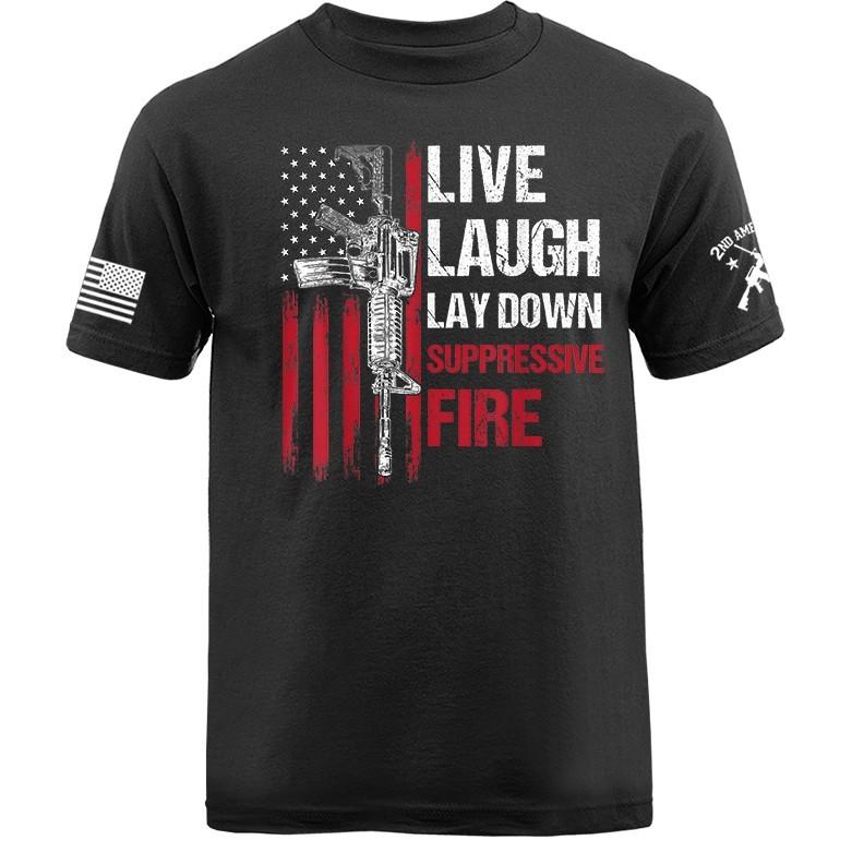 Suppressive Fire 2nd Amendment Veteran Military Patriotic US Flag T-shirt Unisex T-Shirt S