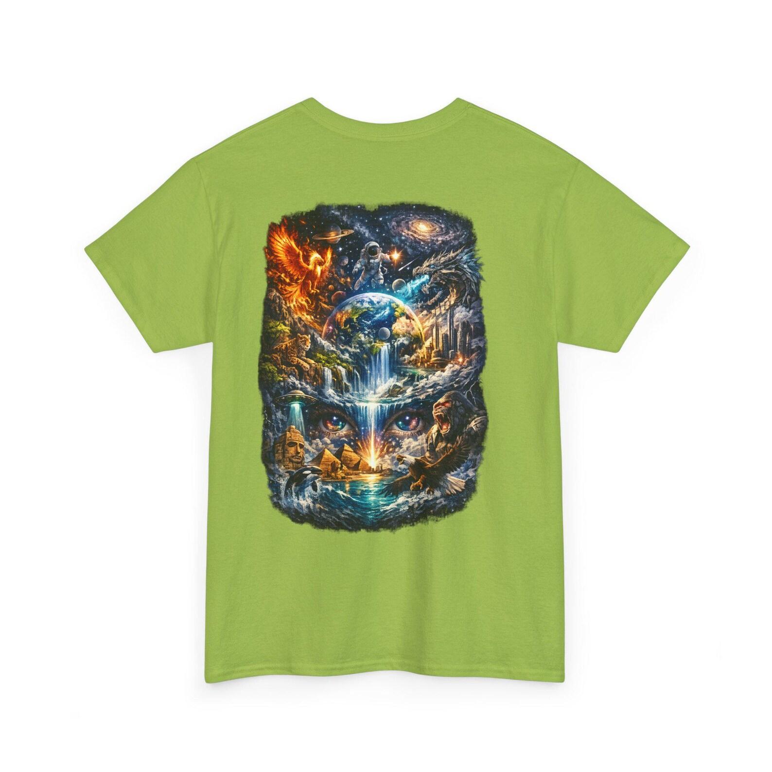 Cosmic Elemental Skull Tee | Earth Fire Water Air Galaxy Graphic XL