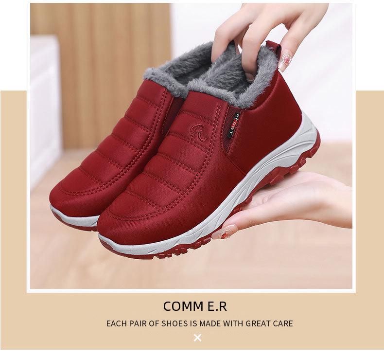 Scarpe invernali in cotone per donne di mezza età e anziane, stile unisex, antivento e in velluto, scarpe tradizionali in stoffa di Pechino, stivali da neve spessi e caldi.