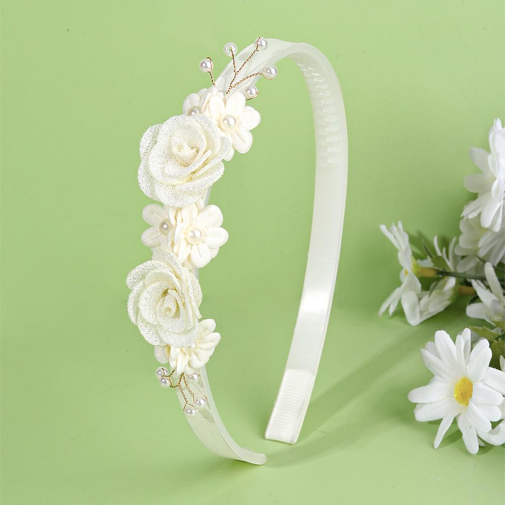 

Ободок для волос с цветами для девочек и женщин, сказочно-розовый, с жемчугом, детский, для танцевальной вечеринки, корейские цветочные аксессуары для волос, свадебные головные уборы для гостей