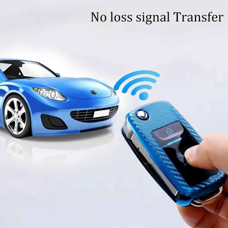 Carbon Fiber Car Key Bag Full Cover Fob Shell Key Case For Vw Volkswagen Polo Tiguan Passat Golf Jetta Lavida Skoda Octavia