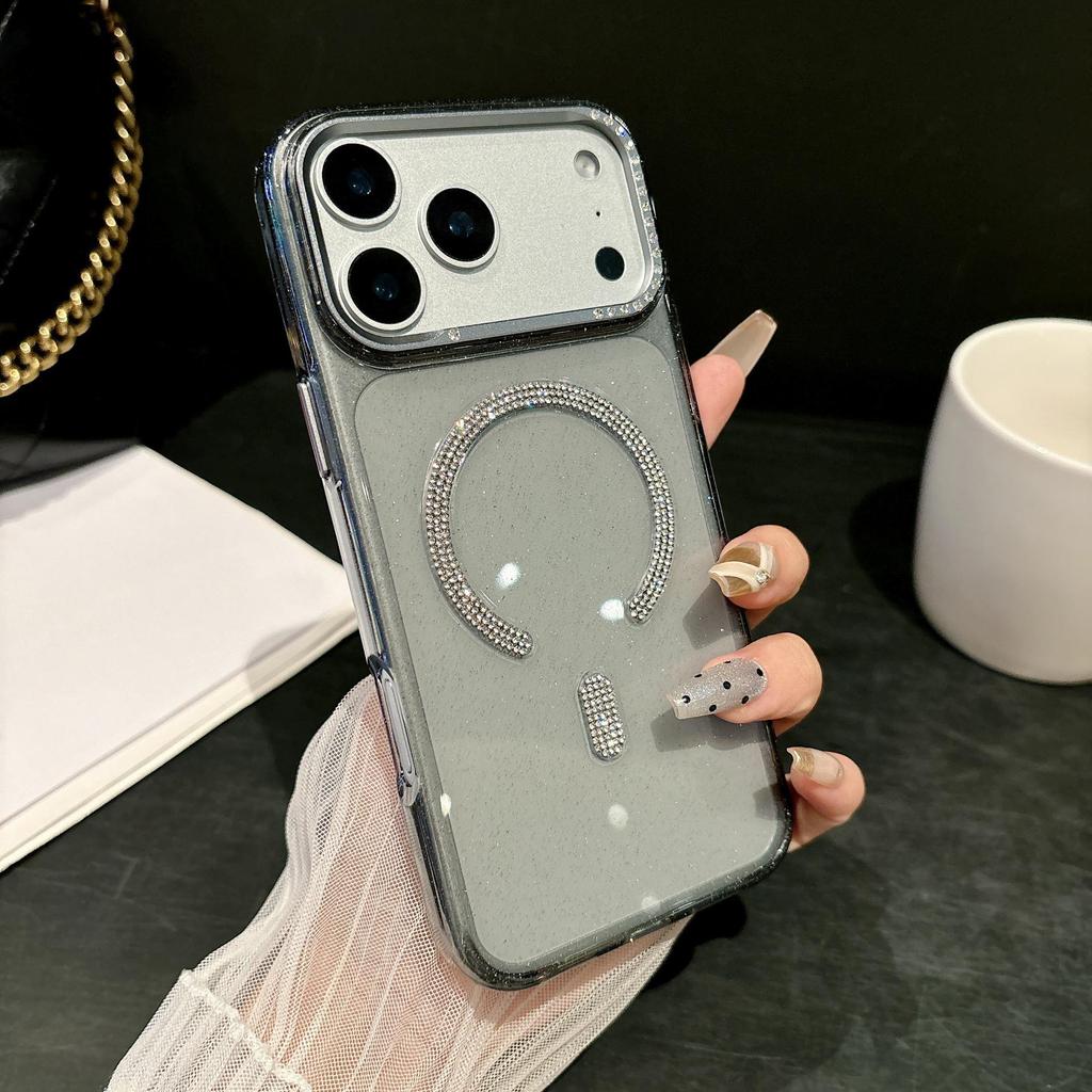 Starry Sky Glitter Magnetic Phone Case for iPhone 17 Pro Max, Rhinestone Drop-Proof Protective Cover.