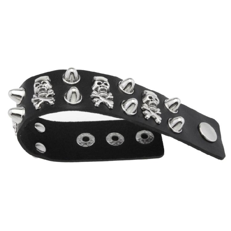 Unisex Punk Jewelry Pieces Featuring Wide Leather Band and Rebellious Skull Embellishments for Daily Wear