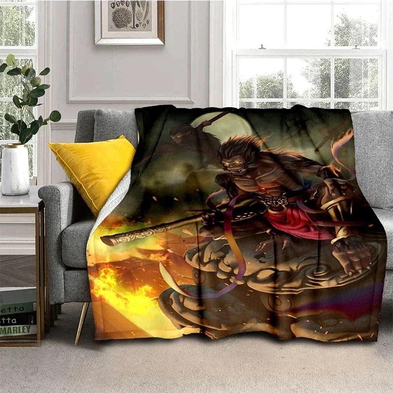 Fantasy The Monkey King Cartoon Blanket Warm Flannel Throw Blanket Bedspread for Bed Sofa Picnic Christmas Birthday Boys Gifts