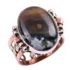 Natural Zebra Jasper Gemstone 925 Sterling Silver Two Tone Ring Size 7.5 V9n45