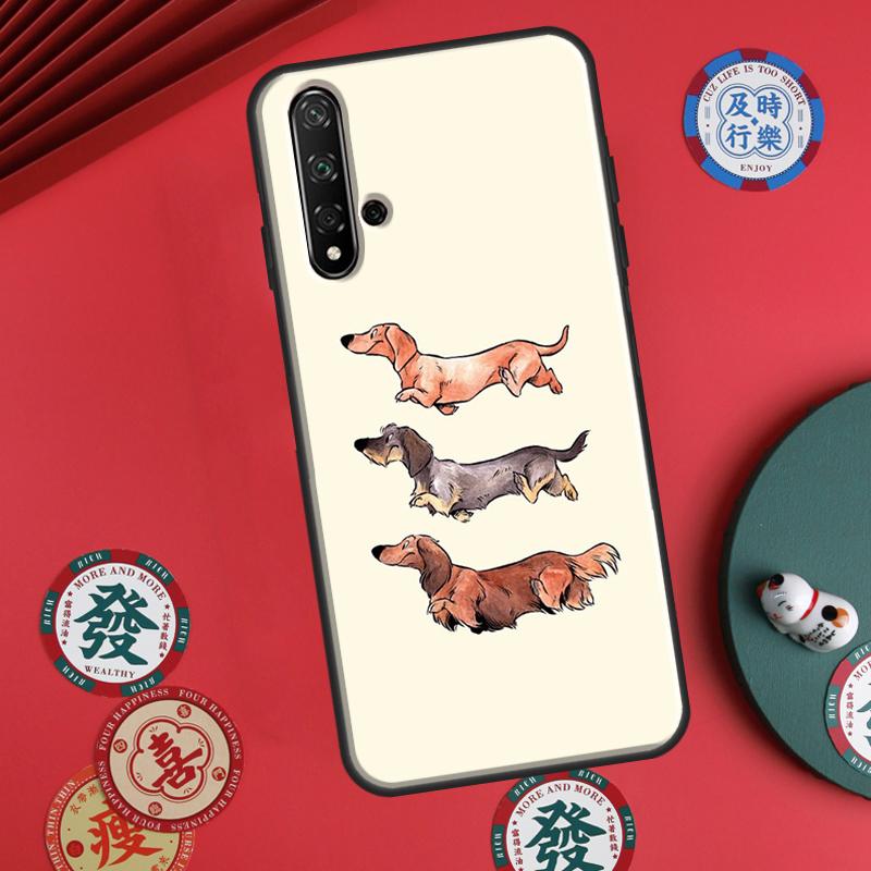 

Cartoon Dachshund Dog For Huawei P60 Pro P30 P40 Lite Nova 7i 8i 11i 12i 12s 10 9 SE Y90 Y60 Y70 Y72 Y61 Y91 Case Nova 9 SE