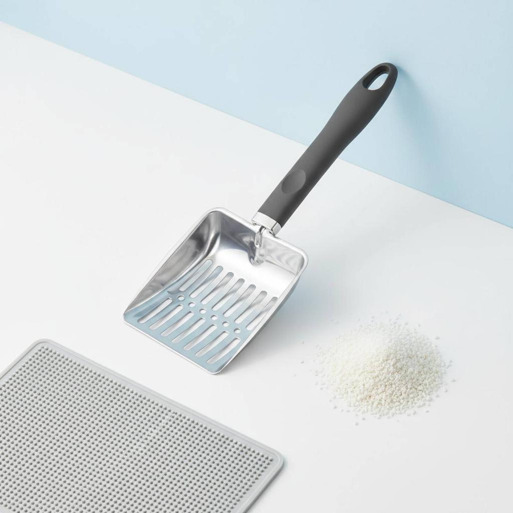 Stainless Steel Litter Scoop Slotted Design Long Handle Feline Litter Scoop Feline Poop Scooper Easy to Clean