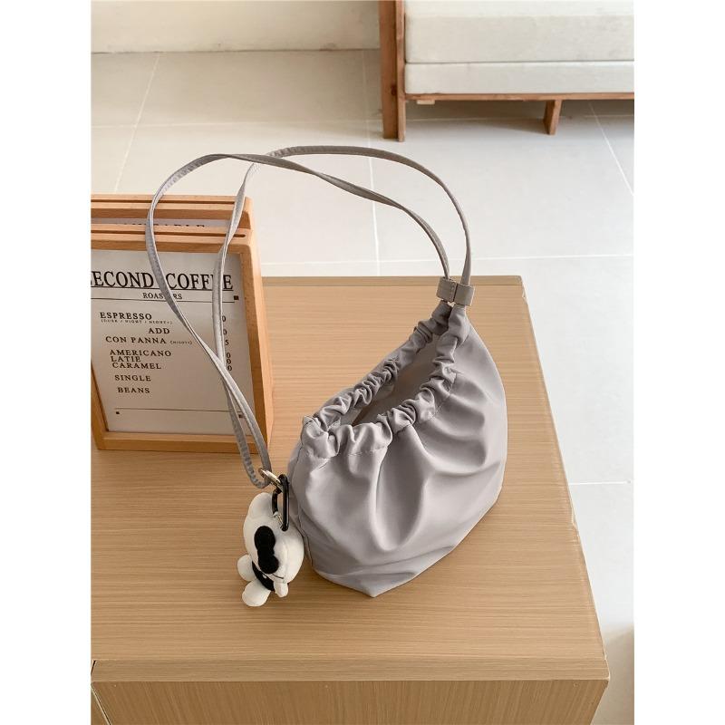 

Новая сумка-ведро женская нейлоновая повседневная на плечо простая универсальная плиссированная сумка-мессенджер для студентов серый