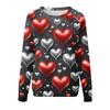 Damen Modisches Rundhals Schulter Langarm Valentinstag Bedrucktes Lässiges Pullover-Oberteil