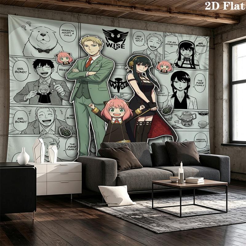 Spy Family Wall Tapestry Aesthetic Wall Hanging Printed Fabric Blanket Decorative Tapestries For Bedroom Living Room Home Decor