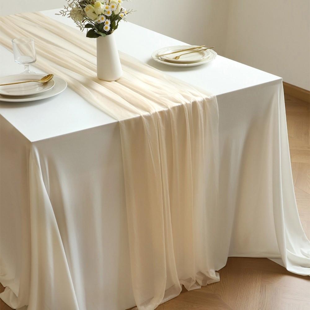 Solid Color Chiffon Table Runner Reusable Gauze Table Runner Wedding Table Runner  Dinning Table