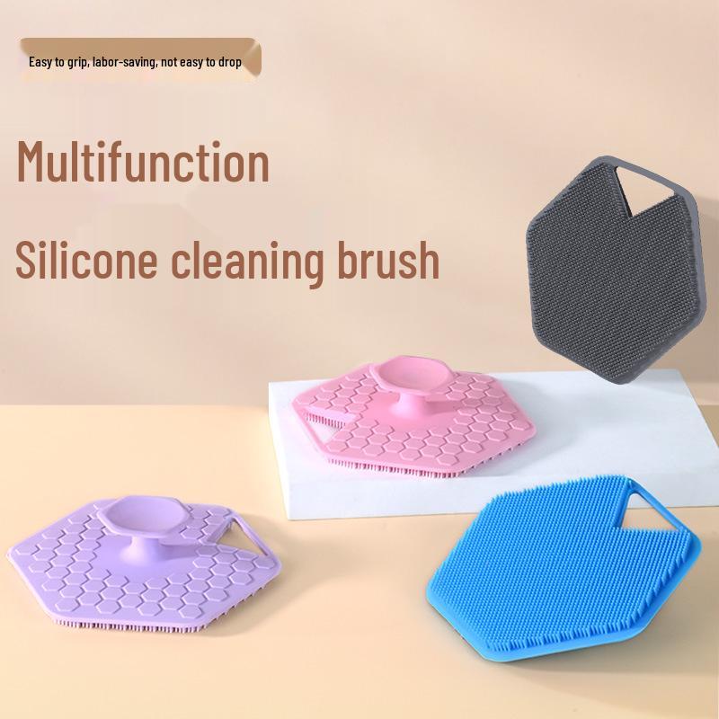 Wall-Hanging Silicone Hex Bath Brush: Easy Storage, Skin-Friendly, Perfect for Shower & Pet Grooming