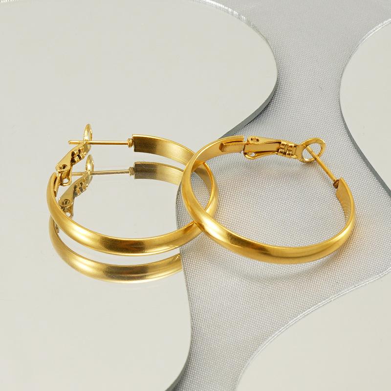 Fashion Stainless Steel Earrings, High-end Earrings, Plain Rings, Niche Design, Simple, Fashionable and Versatile Women