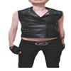 Noora Women's Black Lambskin Leather Vest Coat, Motorcycle Biker Studed Slleeveless Coat, Studed Back Style Cross Braided Design Coat