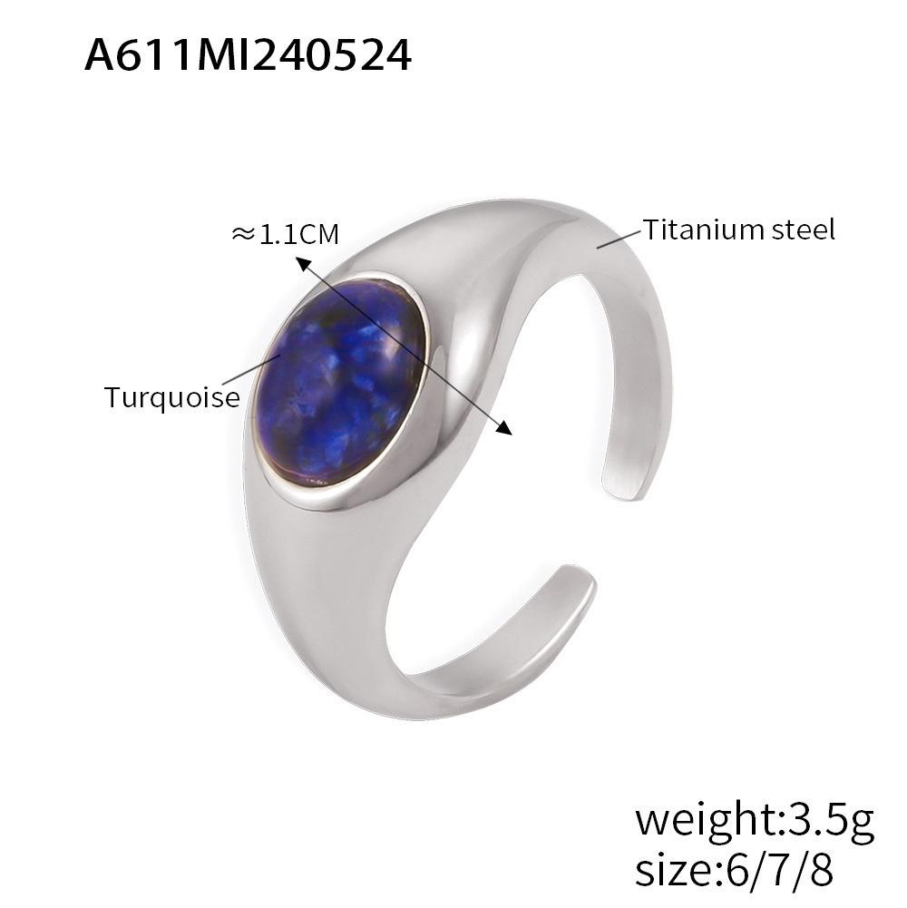 

Элегантное кольцо из титановой стали с лазуритом и золотым покрытием