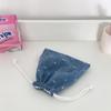 Korean Style, Denim Bow, Fabric Bundle Pocket, Drawstring Gift Bag, Mini, Portable Travel, Touch Up Bag, Storage Bag
