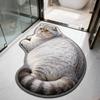 3D Fat Cat Shaped Bath Mat,Non‑Slip Absorbent Floor Rug,Cute Animal Decor Doormat for Bathroom Bedroom Home Decoration