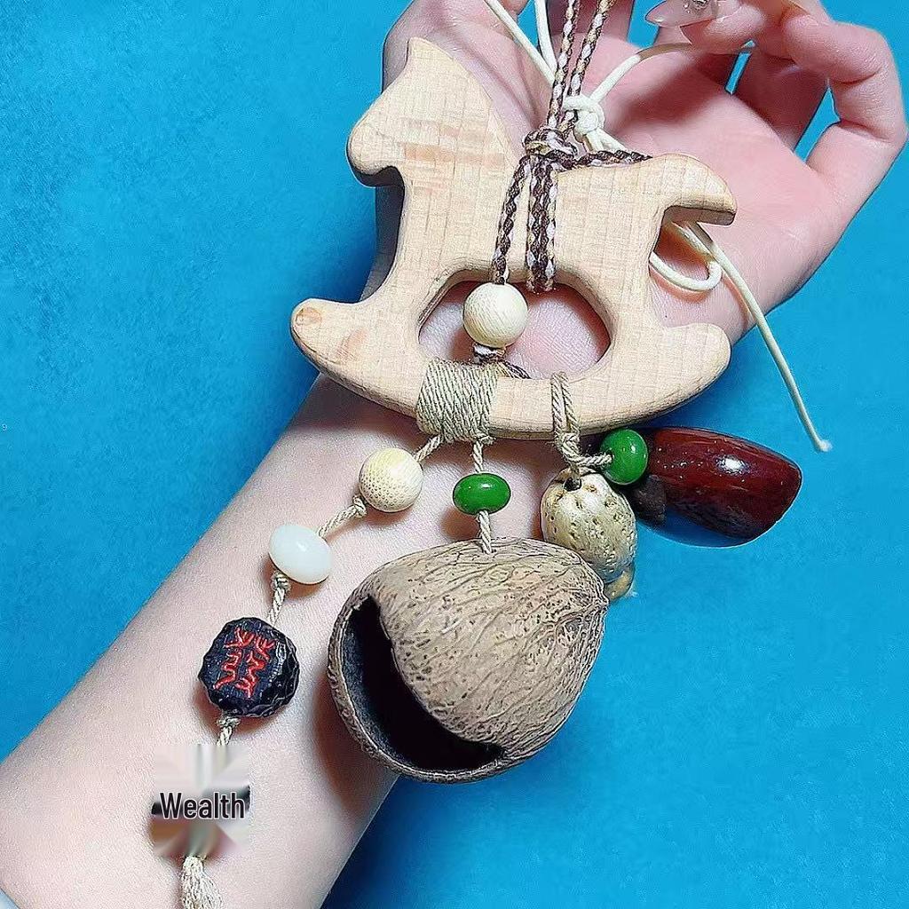 Zodiac Horse Rosewood Wind Chime Merry-Go-Round Pendant Ornament