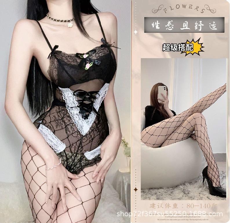 Sexy lingerie girl small fresh pink pajamas back cross strap sexy miniskirt women's suit underwear