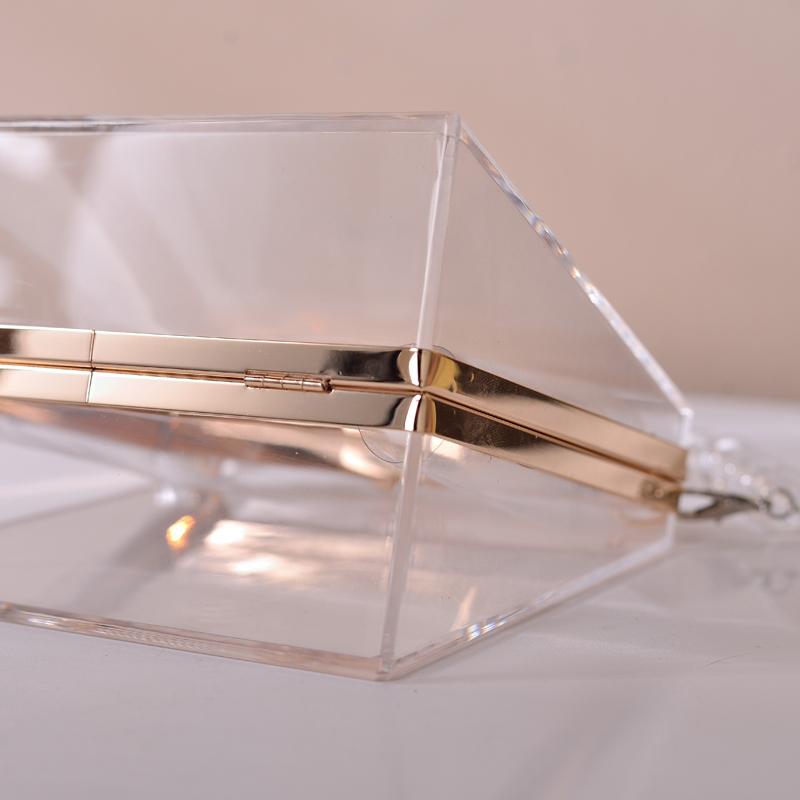 Handmade Beaded Bag Transparent Acrylic Handbags Luxury Designer Party Evening Clear Clutch Unique Shaped Crossbody Shoulder Bag