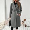 2026 Autumn and Winter New Temperament Extended Slim Jacket European and American Women's Lapel Double-breasted Woolen Coat