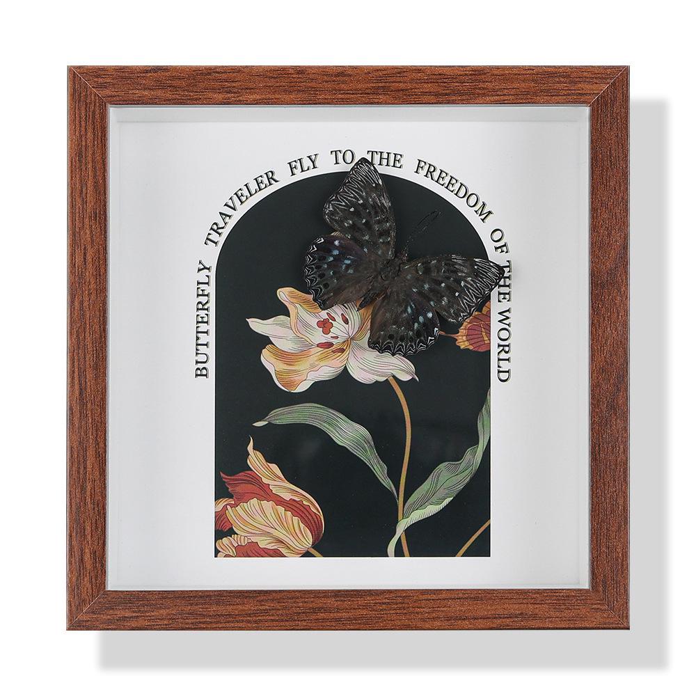 High-End Butterfly Specimen Photo Frame - Wooden Insect Decoration, Perfect for Home, Christmas, or Birthday Gifts
